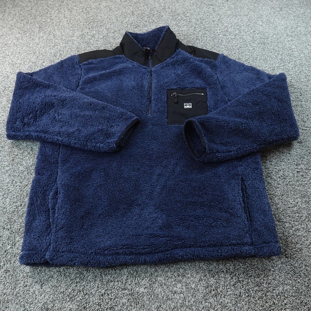 Kimes Ranch Jacket Mens 2XL Blue Heavyweight Sherpa Fleece 1/2 Zip Pullover Coat